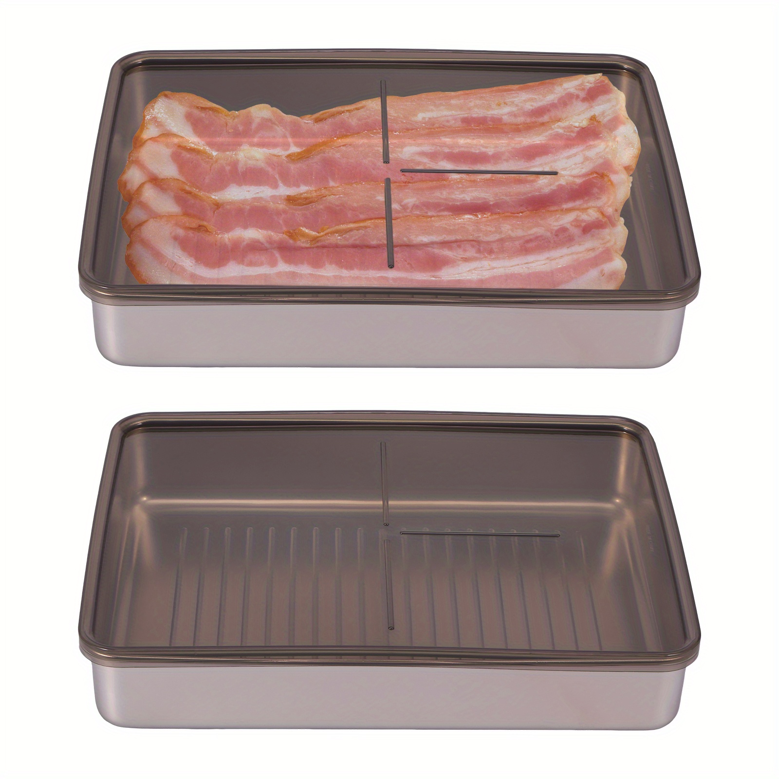 Freshmage Bacon Container for Refrigerator, 304 Stainless Steel Airtight  Deli Meat Storage Containers for Fridge Dishwasher Safe Long Kitchen Food