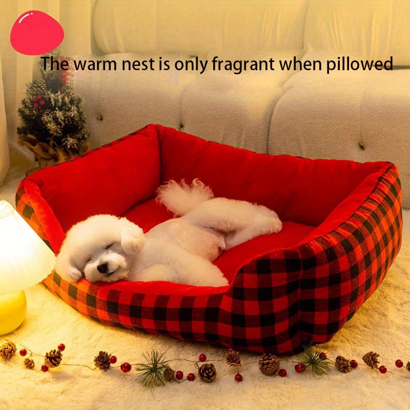 Christmas Pet Dog Classic Plaid Square Mat Four Seasons Temu New Zealand