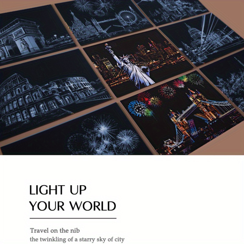 Urban Landscape Scratch Painting DIY Kit - Night Scene Architecture