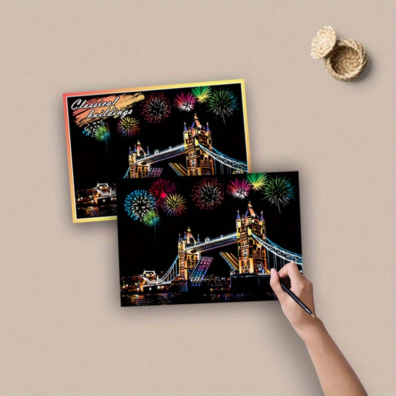 Urban Landscape Scratch Painting DIY Kit - Night Scene Architecture