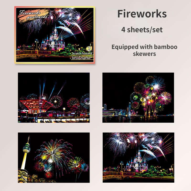 Urban Landscape Scratch Painting DIY Kit - Night Scene Architecture