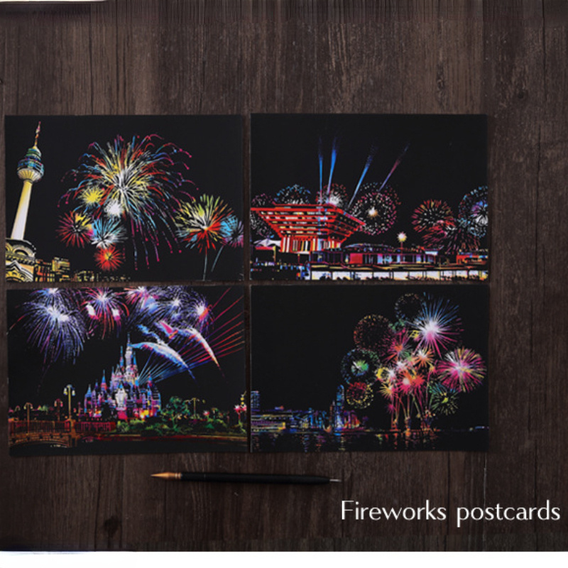 Urban Landscape Scratch Painting DIY Kit - Night Scene Architecture