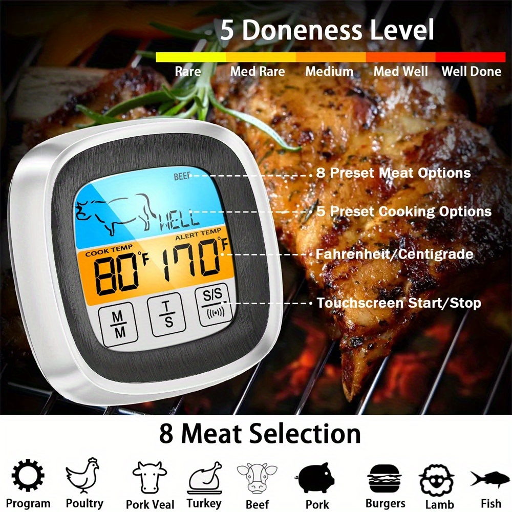 1pc, Meat Thermometers, Digital Kitchen Thermometer For Meat Water Milk  Cooking Food, Probe BBQ Thermometers, Electronic Oven Thermometer, Kitchen  Tools, Kitchen Gadgets, Cheap Items