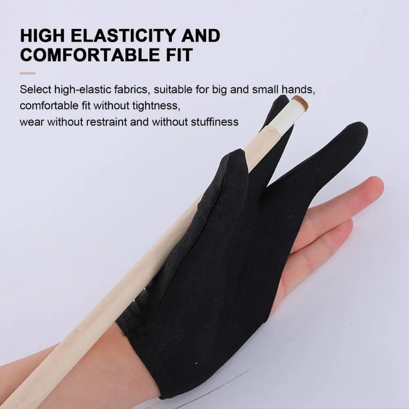 Pool Table Gloves 2pcs 3 Fingers Billiards Training Glove Breathable  Slip-proof Elasticity Embroidered Pool Cue
