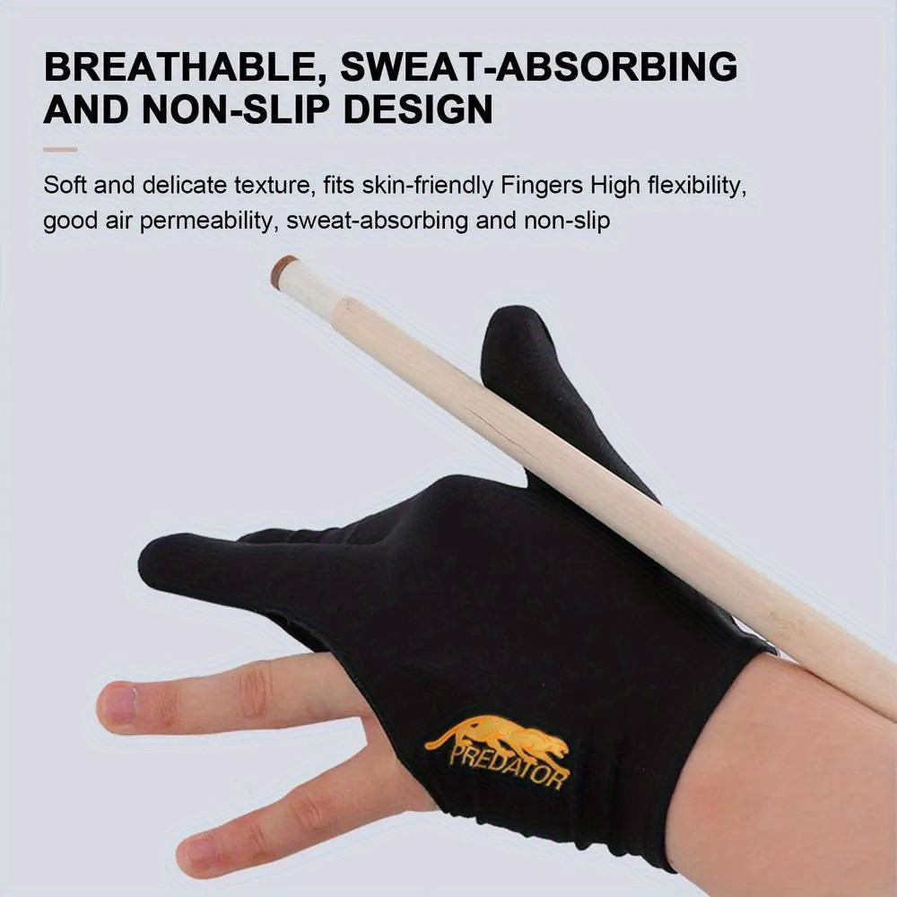 Pool Table Gloves 2pcs 3 Fingers Billiards Training Glove Breathable  Slip-proof Elasticity Embroidered Pool Cue