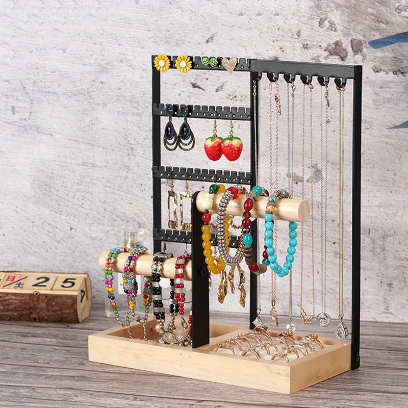 Organizador de collares de madera, soporte de exhibición de Joyas