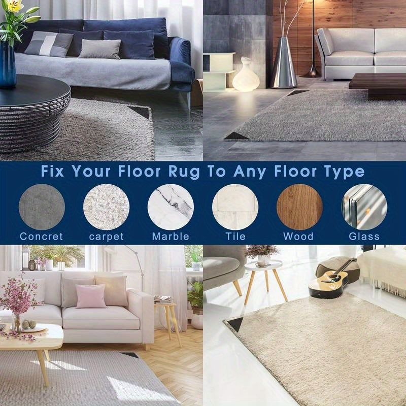 Durable Area Rug With Carpet Stickers, Non-slip Anti-drill Rug Pad,  Washable Rug Tape For Hardwood Floors, Tile Floors, Home Decor, Room Decor  - Temu