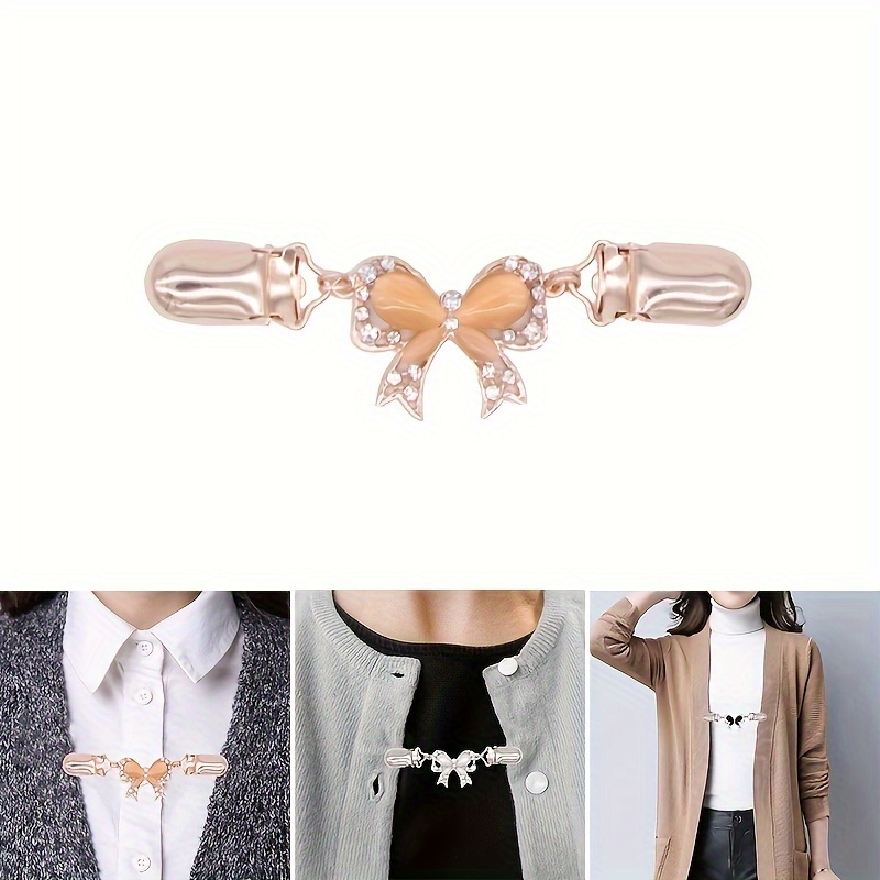 Flower Pattern Shawl Clips Inlaid Faux Crystal Cardigan Clip - Temu