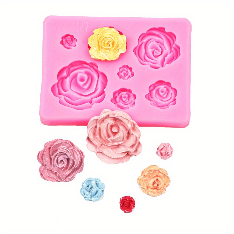 1pc Silicone Mold, 3D Rose Shaped Fondant Chocolate Biscuit Mold, Kitchen  Handmade Candy Jelly Pudding Mold, Soap Scented Candles Gypsum Mold, Kitchen