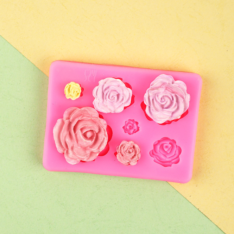 1pc Silicone Mold, 3D Rose Shaped Fondant Chocolate Biscuit Mold, Kitchen  Handmade Candy Jelly Pudding Mold, Soap Scented Candles Gypsum Mold, Kitchen