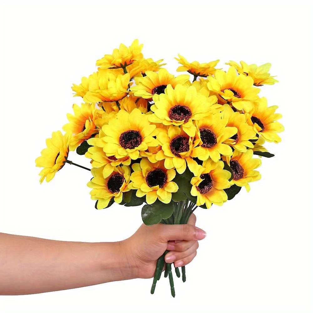 1 Bunches Artificial Sunflowers, Artificial Flowers Bouquets With Stems ...