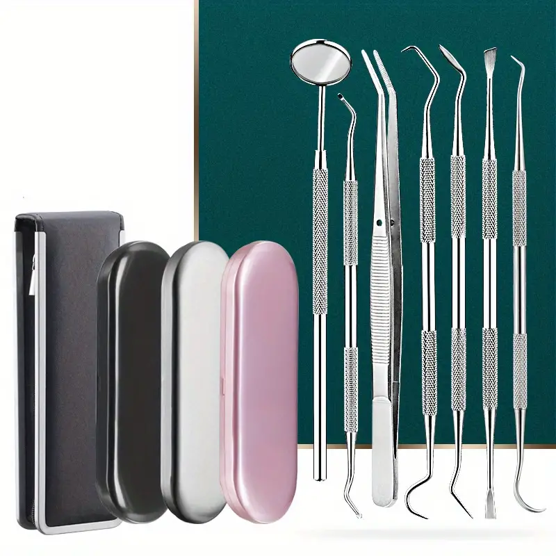 stainless steel tartar removal kit tartar removal tools plaque tea stains smoke stains with a nice gift box easy to travel with details 0