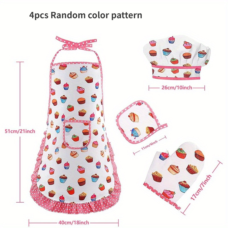 Kids Apron And Chef Hat,toddler Apron For Girls Pretend Play Kids