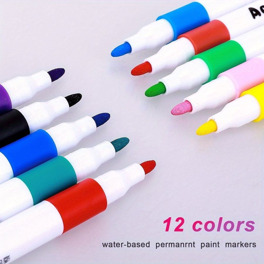 Paint Markers 12 Couleurs Stylos Peinture Acrylique Marqueurs