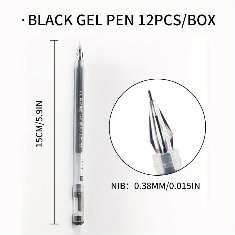 12pcs/box 0.38mm Ultra Fine Full Needle Gel Pen Black Blue Red ink