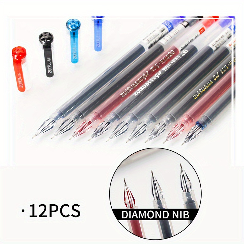 12pcs/box 0.38mm Ultra Fine Full Needle Gel Pen Black Blue Red ink refill  gel pen for school office supplies stationary pens