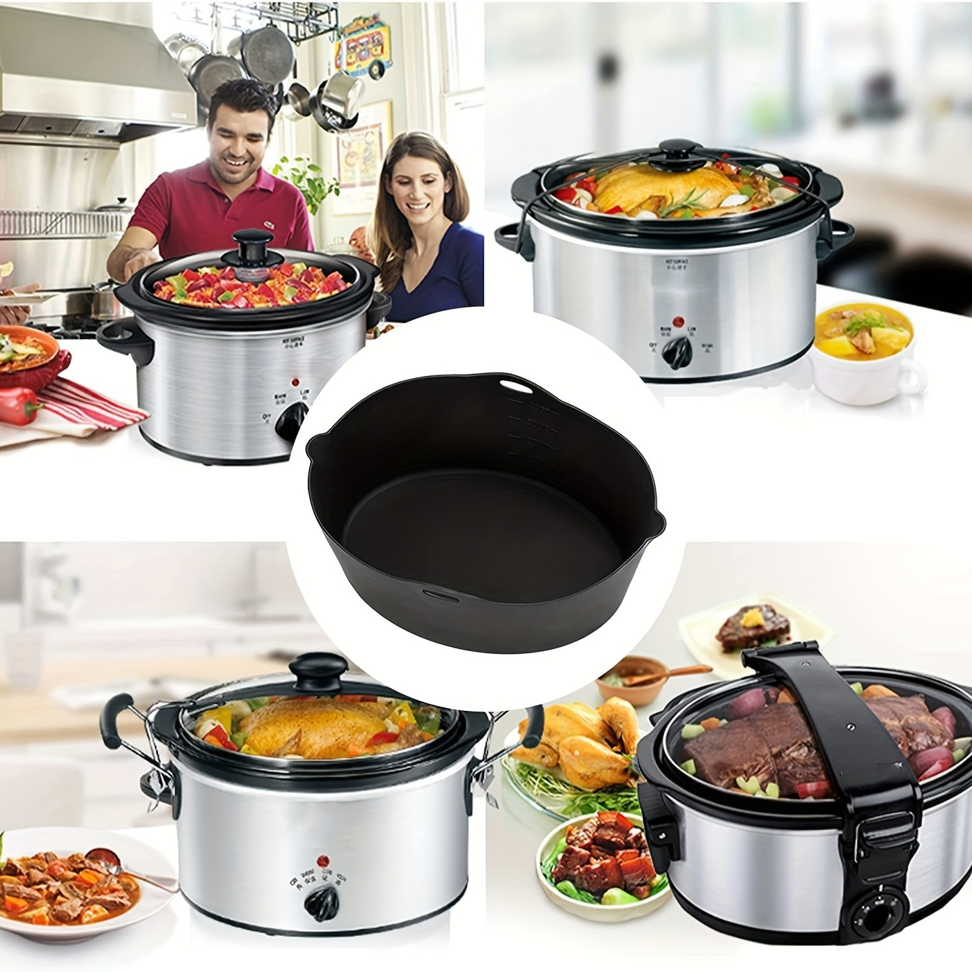 Slow Cooker Liners - Reusable Pot Liner Leakproof & Easy Clean Silicone  Divider Fit 6-8 Quarts Slow Cooker Oval Or Round Pot - Temu