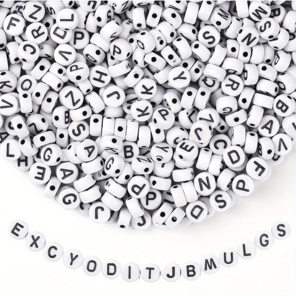 1200pcs A-Z Letter Beads,Sorted Alphabet Beads and White Acrylic