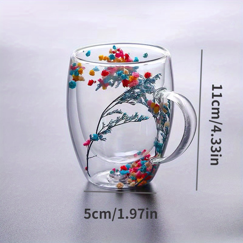 High Borosilicate Double Wall Glass Cup with Handle 250ml Transparent Glass Coffee  Mug 2pcs/Set