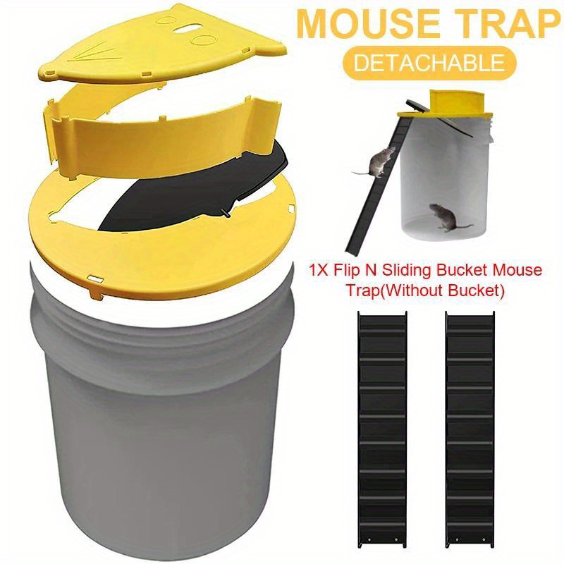 Mouse Trap Bucket, Auto Reset Flip And Slide Bucket Lid Mouse Trap