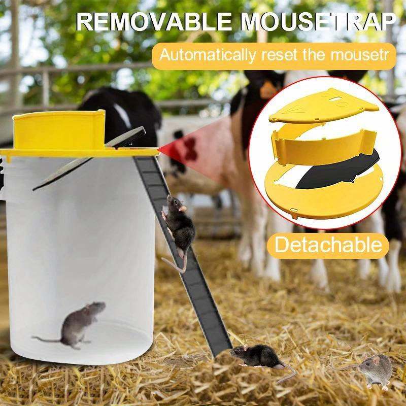 2x Mice Trap Reusable Smart Flip and Slide Bucket Lid Mouse Rat Trap Auto Reset