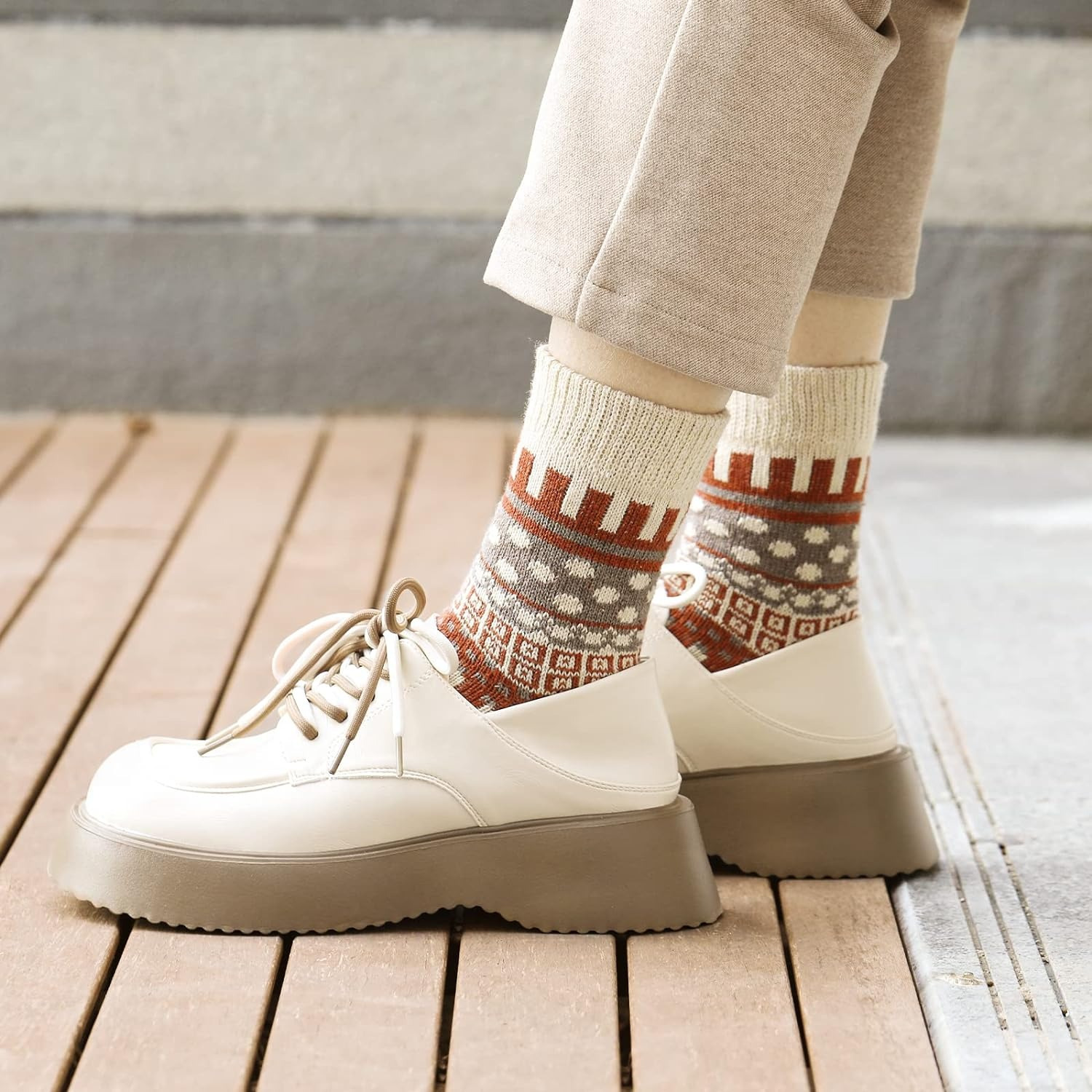 5 Pairs Winter Thermal Socks Cold Weather Thick Cozy Warm Socks