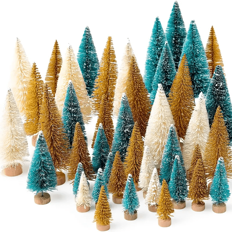  Mini Christmas Trees, Artificial Tabletop Trees for Miniature  Scenes with Lights, Tabletop Christmas Glitter Tips Artificial Mini Xmas  Pine Tree for Room Decor(#2) : Home & Kitchen