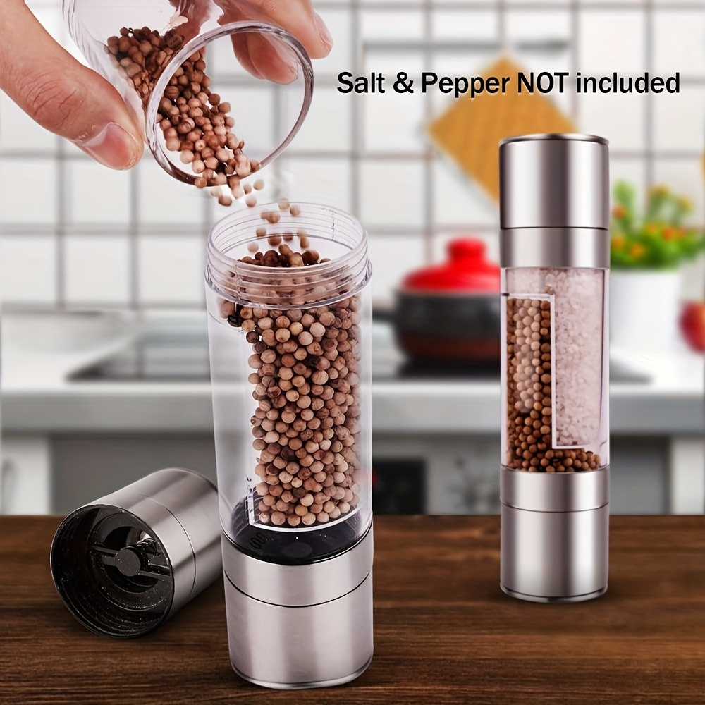 Stainless Steel Salt and Pepper Grinders Refillable Setwith Adjustable Coarseness - White