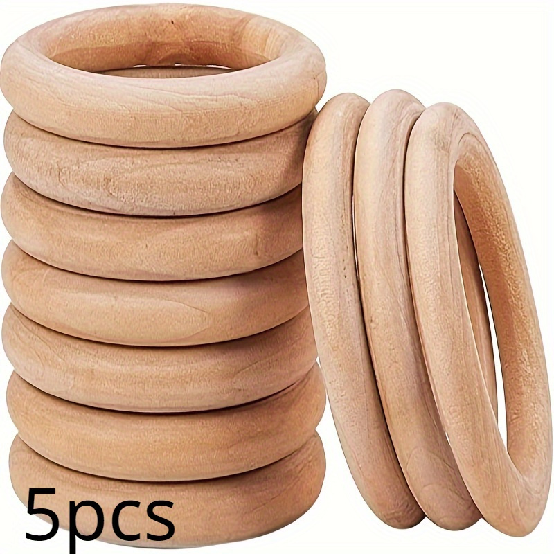 40 Pcs Unfinished Wooden Rings for Craft, 8 Sizes Nature Solid Wood Rings for DIY Crafts Without Paint, Macrame Wooden Rings for Ring Pendant and
