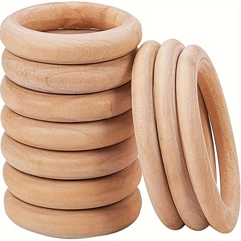 100PCS Natural Wood Rings for Crafts 55mm Lace Rings Solid Wood Rings for ,  Jewelry Making 