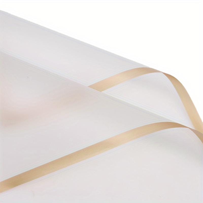 White Flower Wrapping Paper Pure Color Golden Edge - Temu