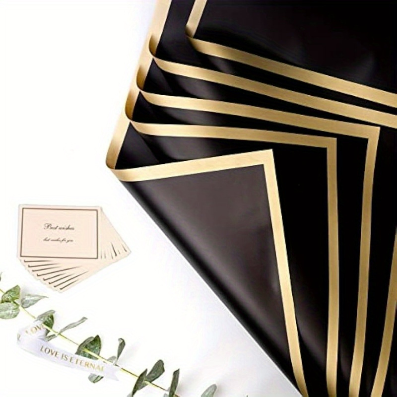 Waterproof Korean Style Flower Wrapping Paper Golden Edge - Temu