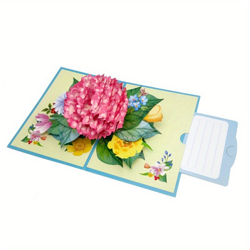 Flowers Bouquet Pop-up Cards 3d Paper Flowers Bouquet With Note Card And  Envelope 's Day Greeting C