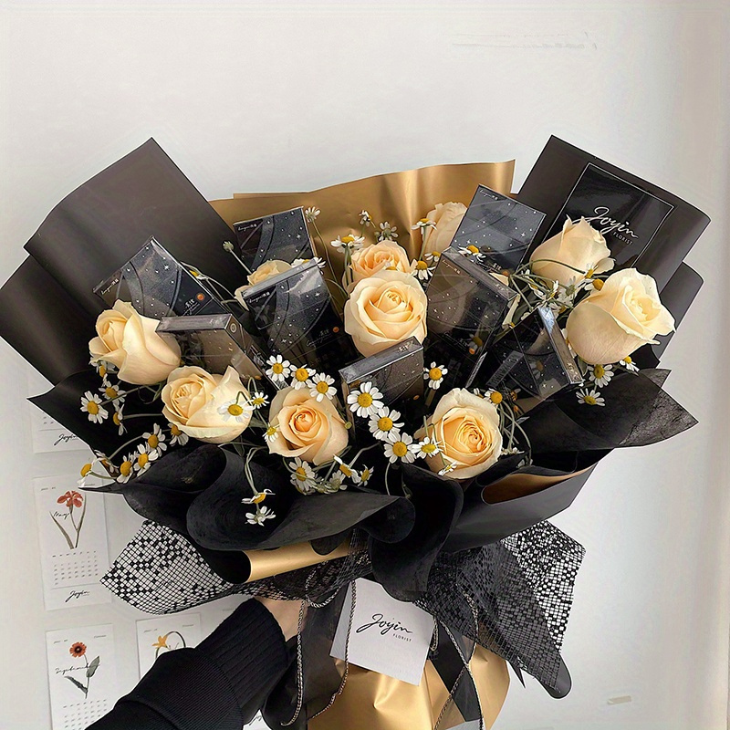 Gold plated Paper Flower Shop Rose Flower Bouquet Package - Temu