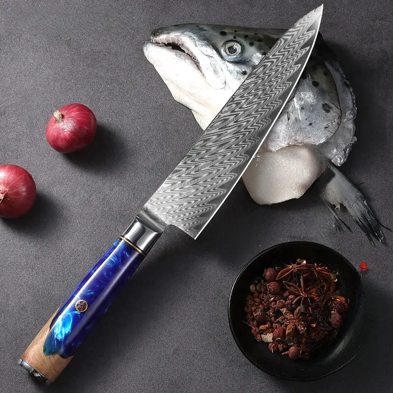 Damascus Steel Professional Japanese Chef Knife Kitchen Knife Slicing Fish  Knife Home Western-style Small Chef Knife Meat Cleaver V9195