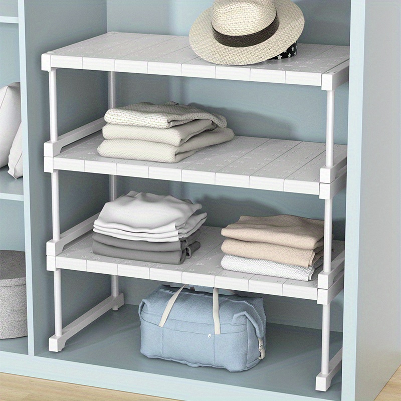 Stackable Closet Shelf Expandable Clothes Storage Rack - Temu