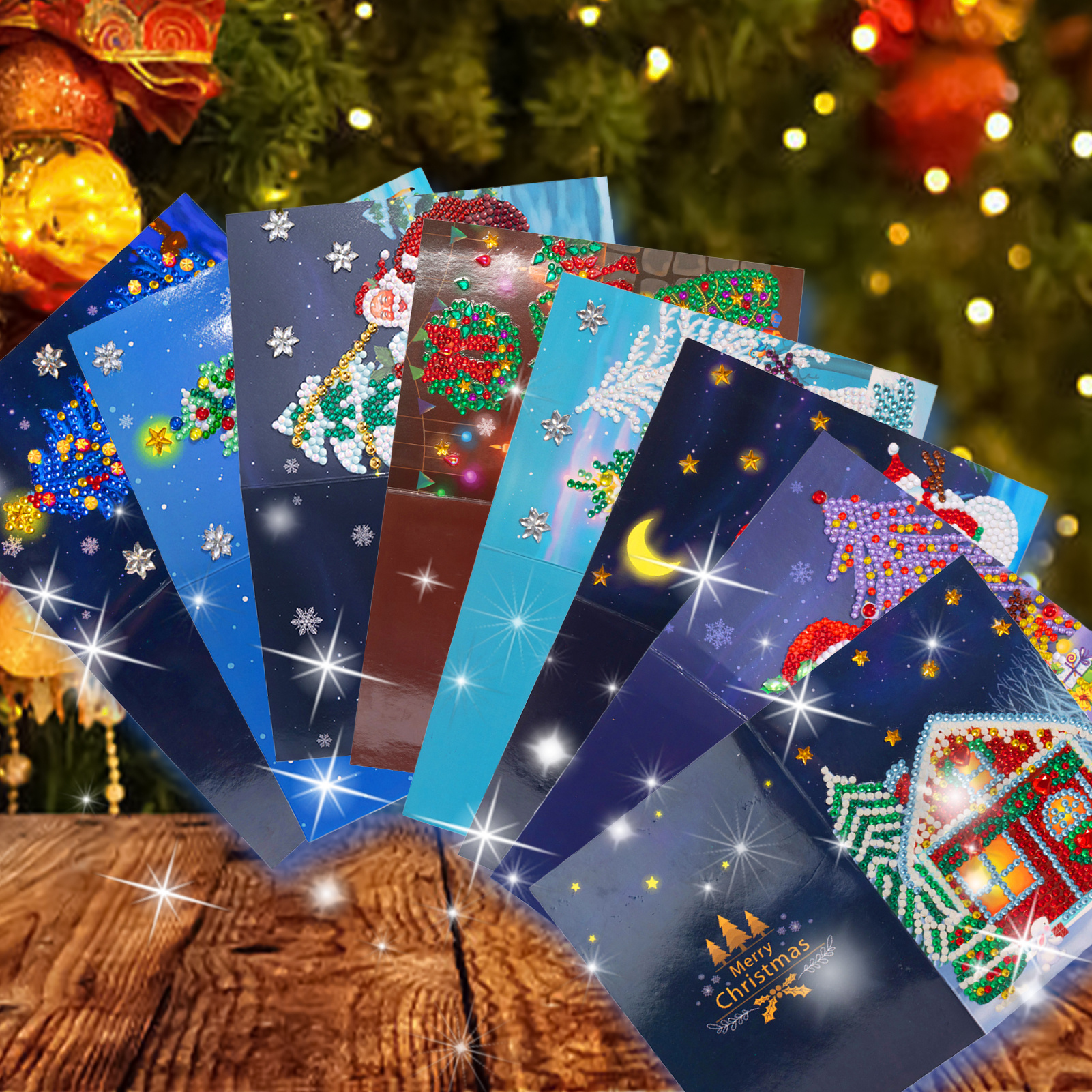 Foldable Diamonds Painting Christmas Cards 5d Diy Diamonds - Temu