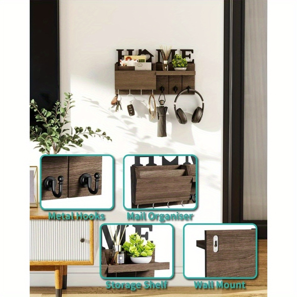  HONJIN - Soporte de pared para llaves: Organizador de correo de  fácil instalación para colgar en la pared de casa de campo para decoración  de cocina y entrada con 5 ganchos