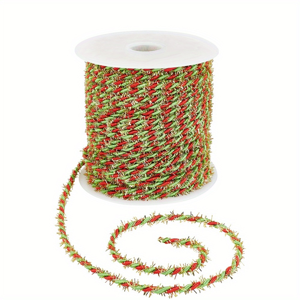 1Roll 3mm About 27.34 Yards (25m)/Roll Braided Twine Cords Decorative  Twisted Rope Green Red Triple-Strand Cords Christmas Thread String For  Christmas