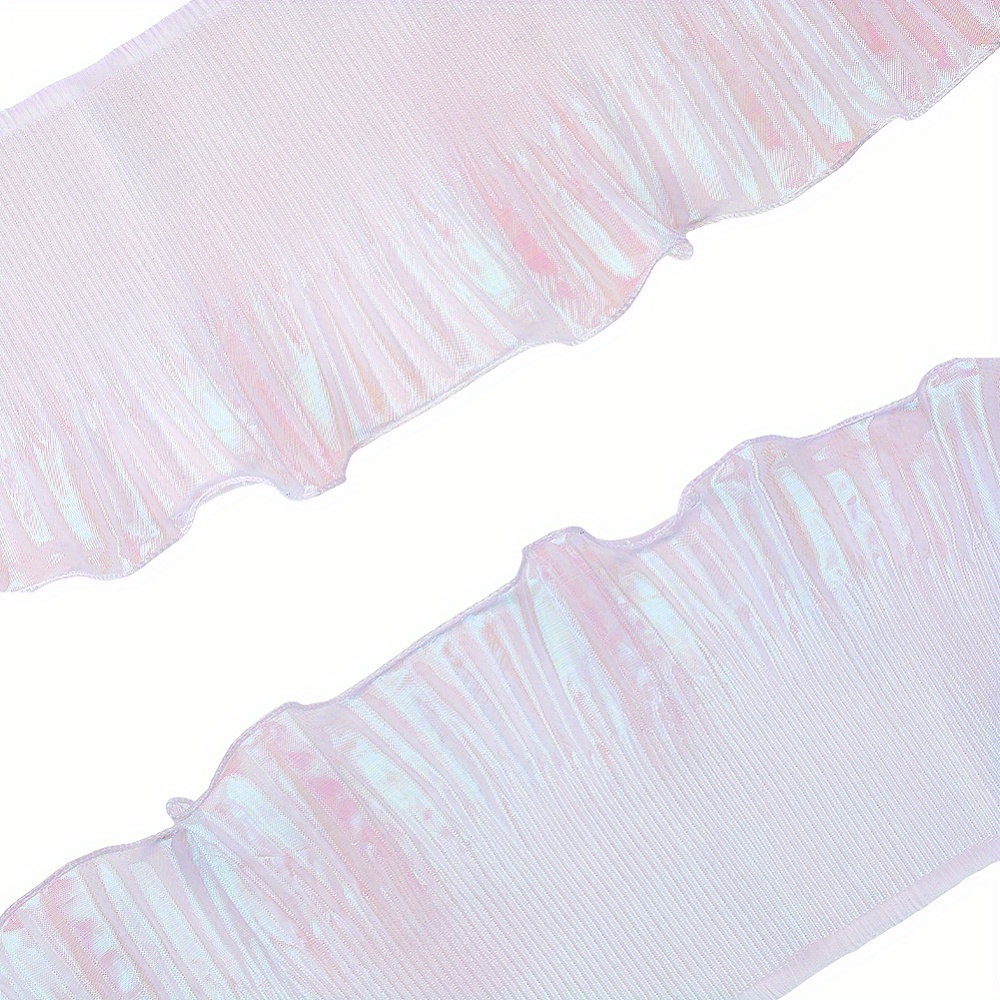 1yard Iridescent Ruffle Pleated Lace Trim Retro Organza - Temu