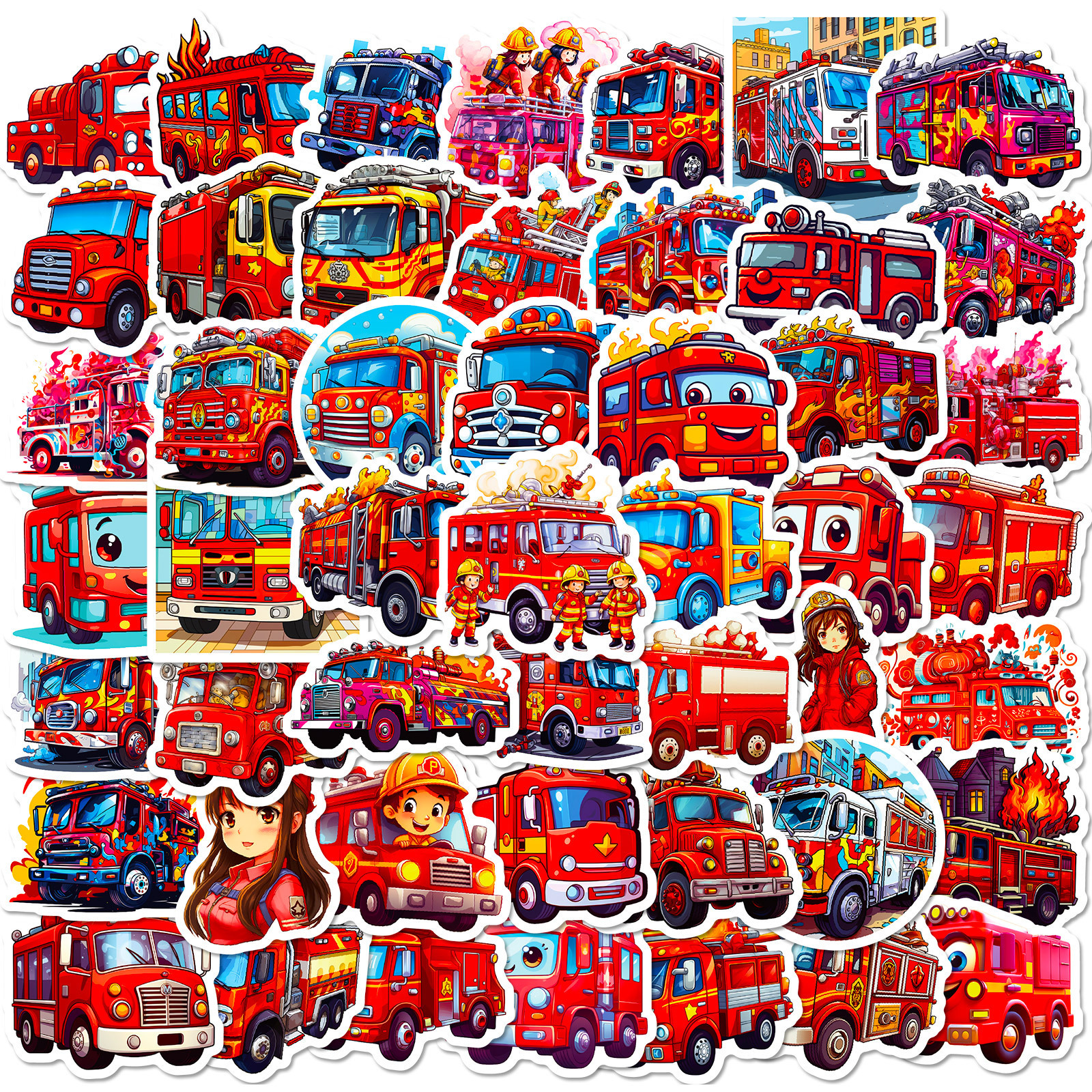 50pcs Fire Trunk Fun Graffiti Stickers Decoration Luggage Guitar Car Skateboard Notepad