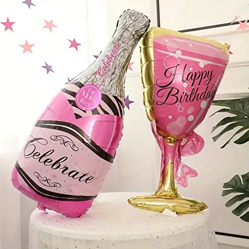 Botella de champán de aluminio de Mylar y globos de helio de copa dorada  para decoración de fiestas