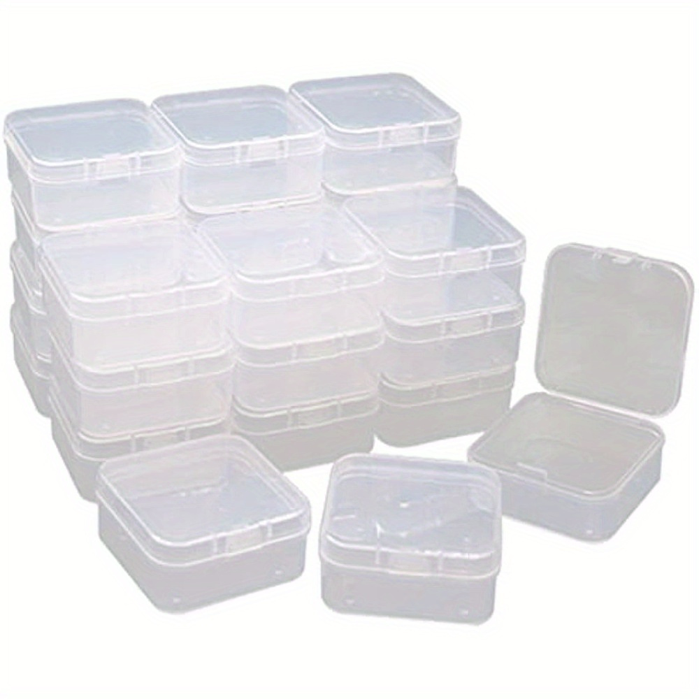 24pcs Small Clear Plastic Storage Box, Transparent Storage Container Box  With Hinged Lid, Portable Finishing Organizer, Mini Beads Storage Containers