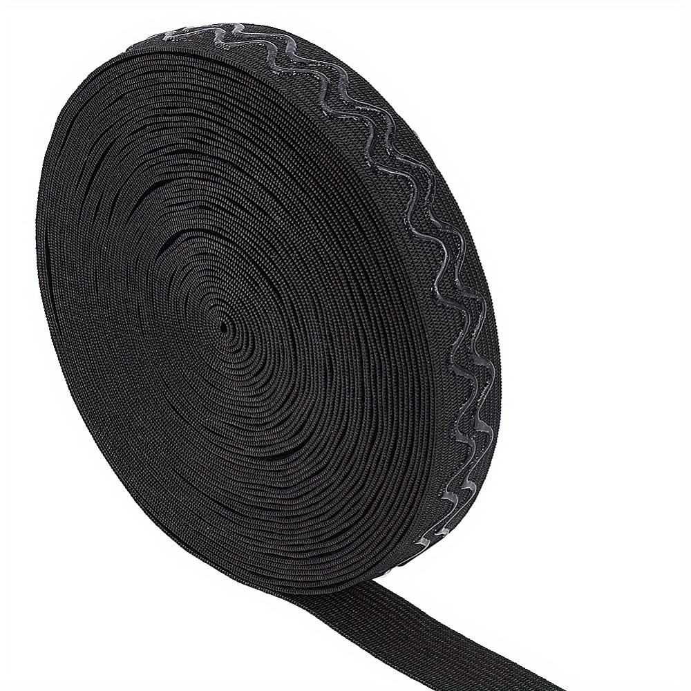 Cinta elástica de silicona antideslizante de 1 pulgada para  costura/cabello/puños de esquí, ropa interior de 5 yardas por rollo (1  pulgada, negro)