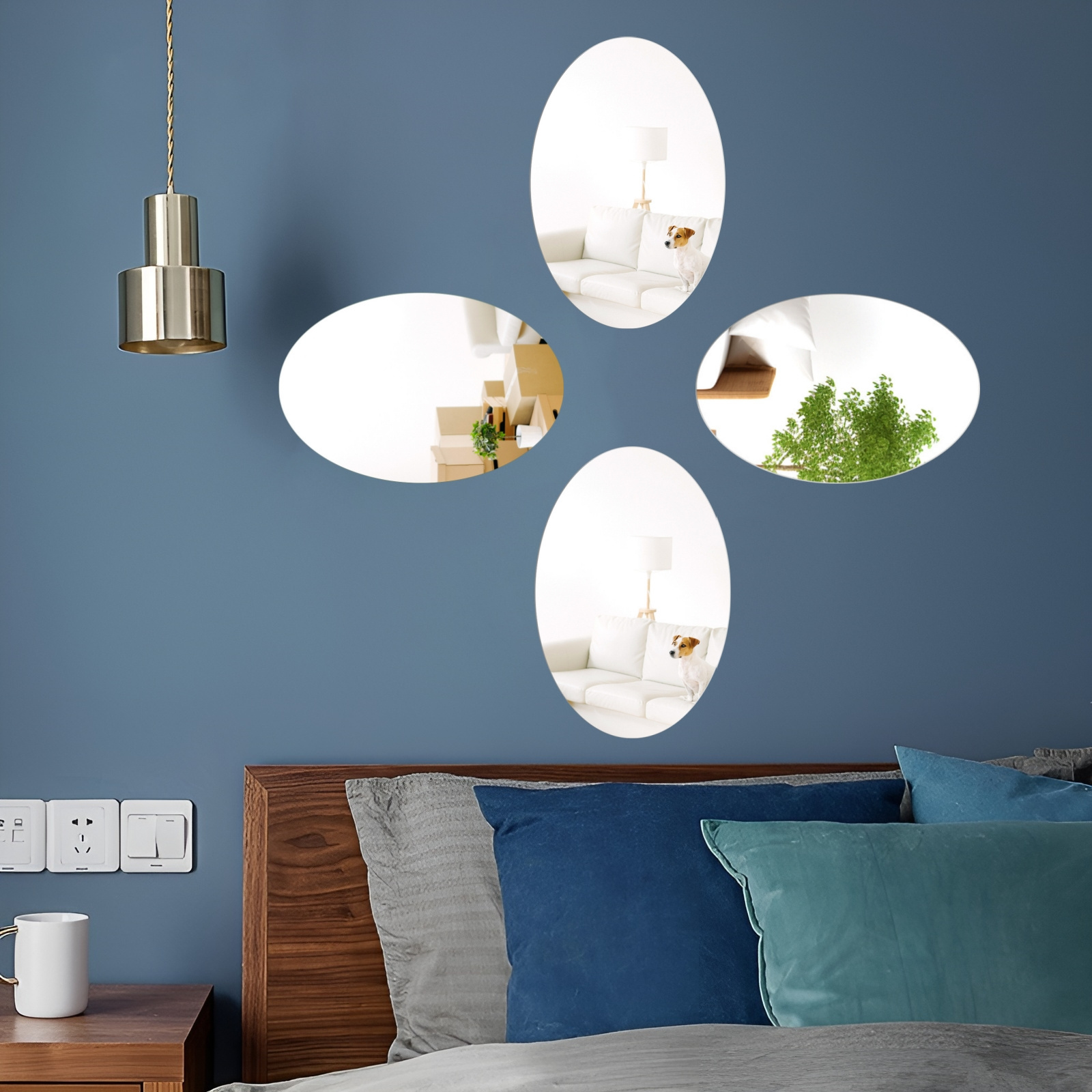 4PCs 3D Mirror Wall Stickers Self-adhesive Mirror Stickers Thicken