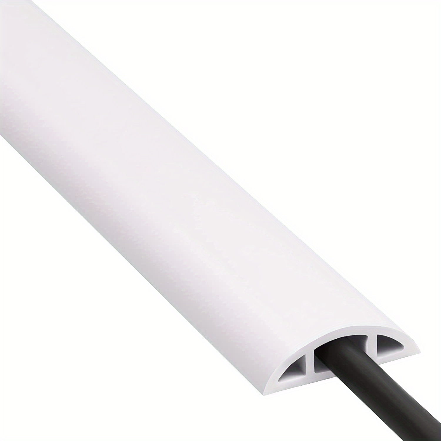 Cache-câble en PVC de 3,7 m pour rallonges, cache-câble de sol pour  protéger les câbles et éviter les trébuchements, diamètre interne du canal  : 1 cm