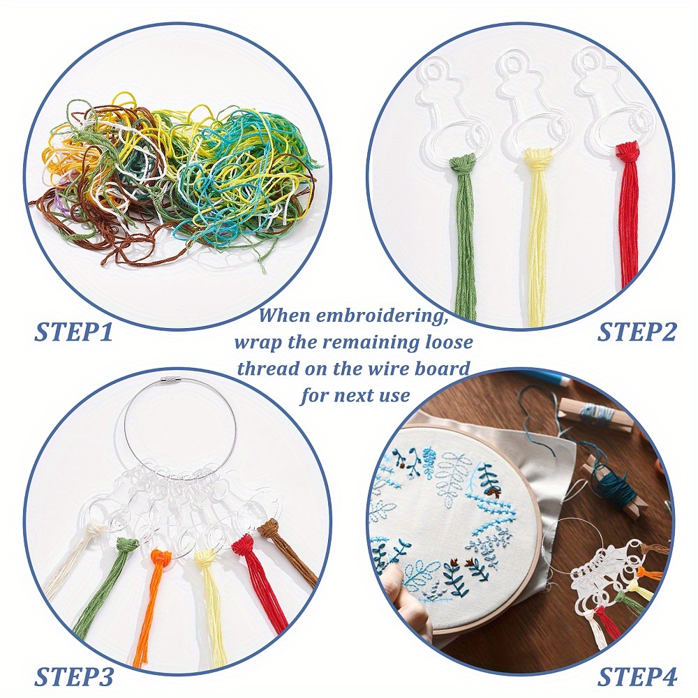 30pcs Clear Acrylic Floss Bobbins Embroidery Floss Thread Drops Key Shape  Cross Stitch Tread Bobbins Sewing Thread Winding for Craft DIY Sewing