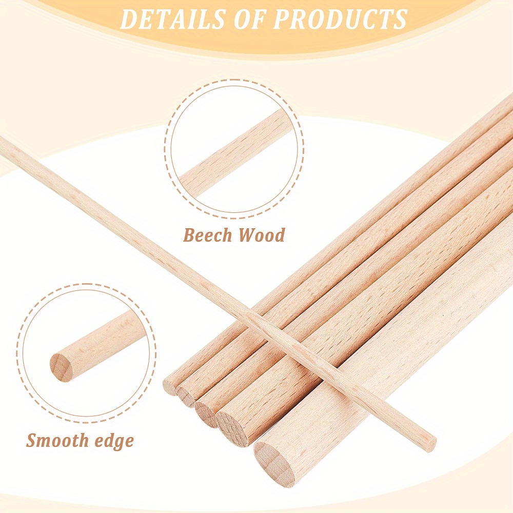  Wooden Sticks, Wood Dowel Rods 30cm, 3 4 5 6 8 10mm Optional,  Unfinished Wooden Dowel Sticks Wooden Poles, Small Wood Building Stick  Craft Sticks(8MM*30CM) : Arts, Crafts & Sewing