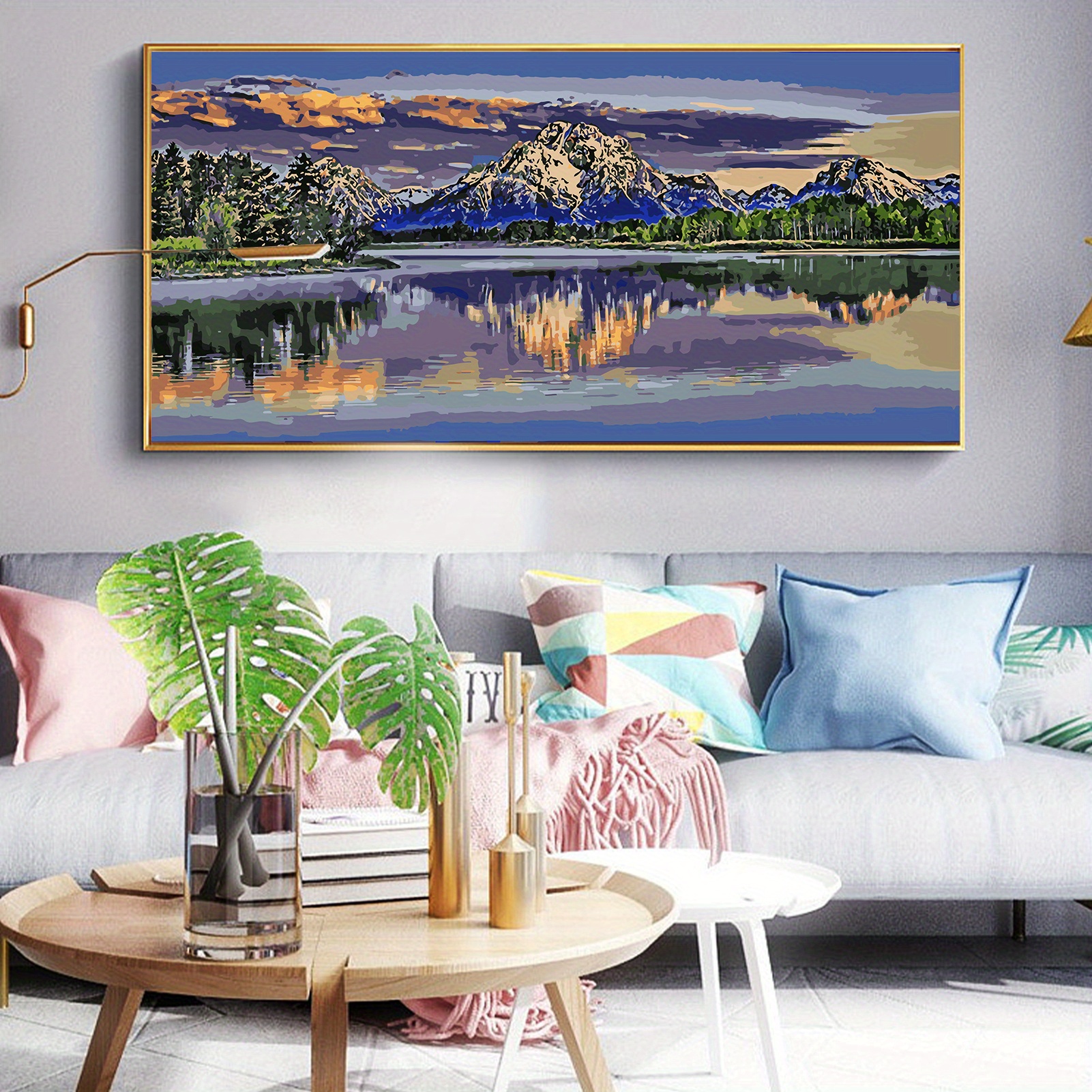 Lake Reflection Paint By Number For Adults Without Frame Diy - Temu