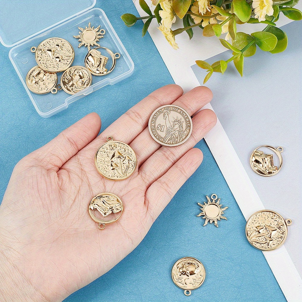 5 Styles Stainless Steel Sun Moon Stars Patterns Charms For - Temu
